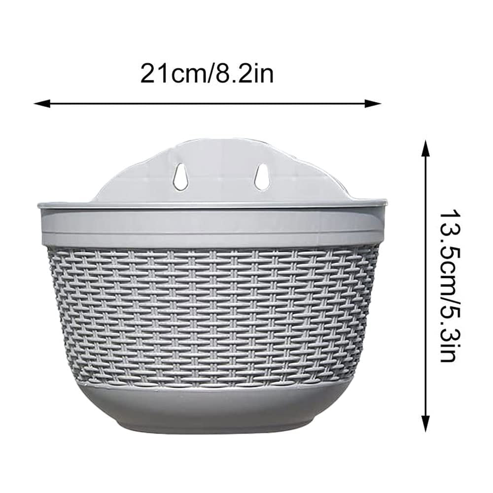 Set of 2 Pcs Hanging Planters Outdoor Hanging Basket Plastic Flower Pot Plants Holder Hanger for Balcony Fence Wall Mounted