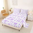 thumbnail image 2 of Manfei Purple Bow Love Heart Queen Sheet Sets for Girls, Cute Cartoon Bed Set, 4pcs, 2 of 5