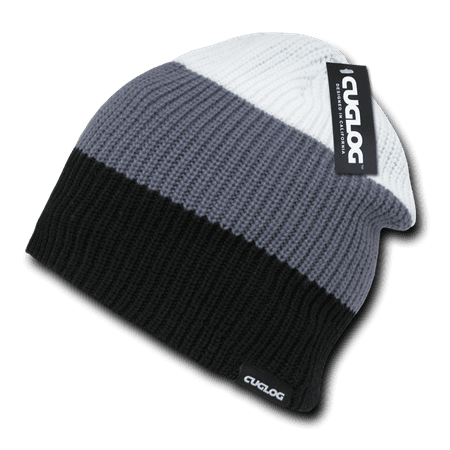 Three Stripe Cap - Cuglog Beanies Beany For Men Women Watch Striped Rib Knit 3 Tone Caps Hats Ski Warm Winter