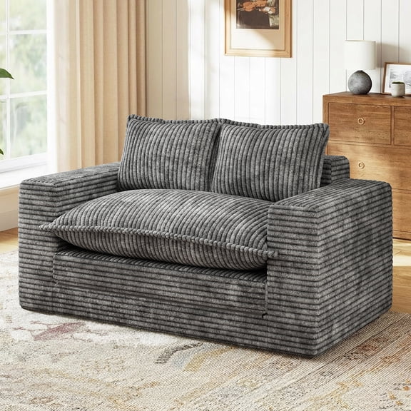 Centilab Convertible Sofa Bed, Loveseat Sleeper Sofa, 3 in 1 Folding Couch Bed with 2 Pillows, Pull Out Floor Couch for Living Room Bedroom Lounge, Gray