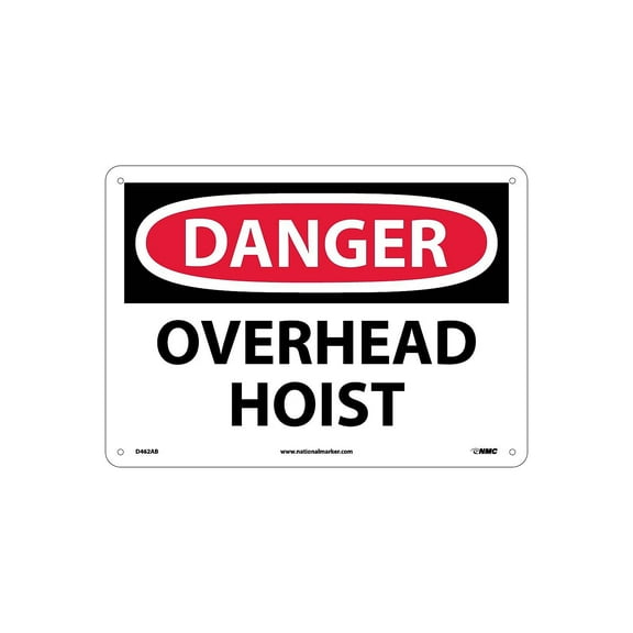 National Marker Danger Signs; Overhead Hoist 10X14 .040 Aluminum D462AB