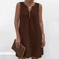 thumbnail image 5 of Axiiglly Women's Dresses Sleeveless Button V Neck Linen Mid Dresses 2026 Summer Holiday Flowy Dresses S-3XL, 5 of 8