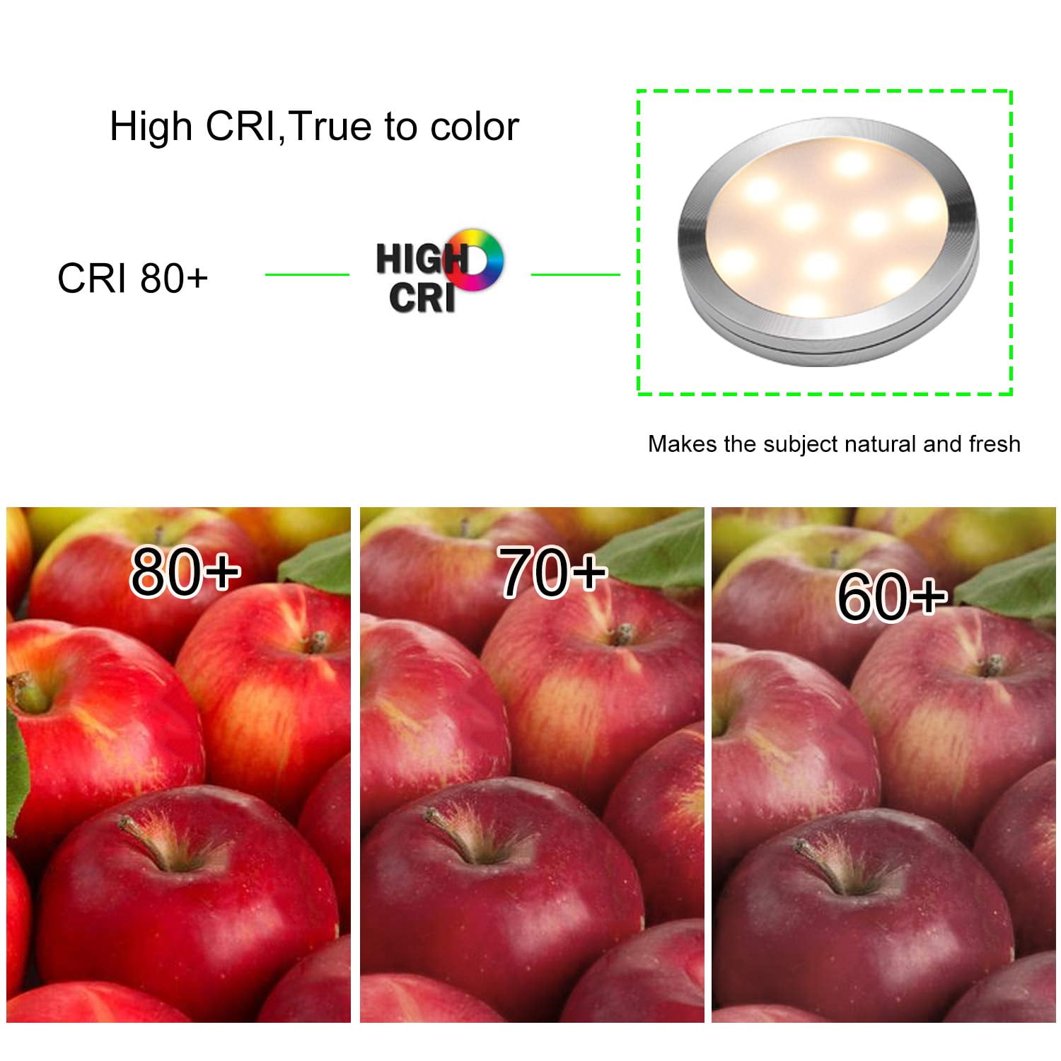 Dimmable Under Cabinet LED Puck Lights Kit with Touch Switch - 6 Warm White Lights for Kitchen, Cupboard, and Closet Lighting