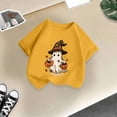 thumbnail image 5 of KPOPLK Kids Spooky Season Fall Tops Girls Halloween Ghost Short Sleeve Shirt Kids Girls Fall Halloween T-Shirts Size 13-14 Years,Yellow, 5 of 5