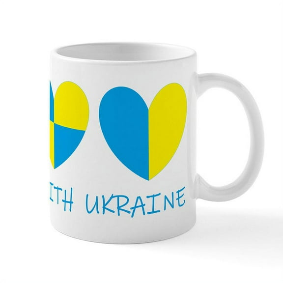 CafePress - I Stand With Ukraine Heart Mugs - 11 oz Ceramic Mug - Novelty Coffee Tea Cup