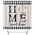 thumbnail image 2 of 4PCS Farmhouse Shower Curtain Set, Home Sweet Home Black and White Buffalo Plaid Floral Wreath Green Plant Leaves Botanical Lemon Fruit Country Rustic Bathroom Decor, Non-Slip Bath Mat, 2 of 7