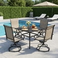thumbnail image 3 of Arlopu 4pcs Patio Swivel Chairs, All Weather Breathable Textilene, 360° Rocker Dining Chairs for Backyard Garden Deck, 330LBS, Brown, 3 of 11