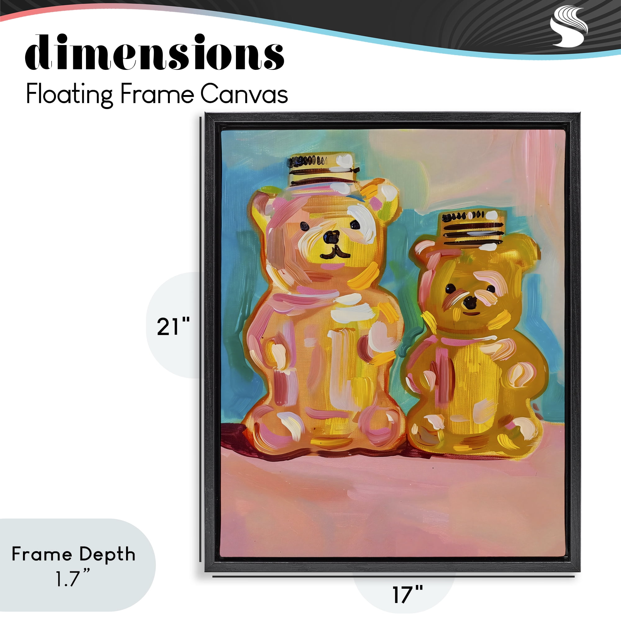 Stupell Industries Joyful Honey Bears Duo Black Framed Floater Canvas Wall Art, design by The Prints Vibe