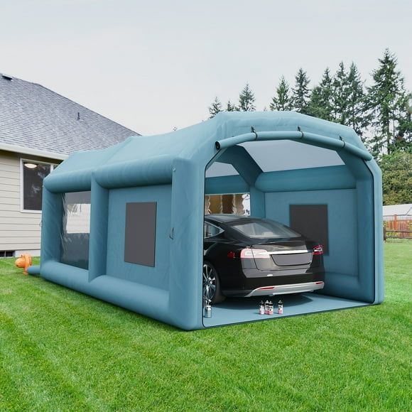GarveeLife Inflatable Paint Booth with 2 Powerful Blowers, 20x11.5x9 ft Inflatable Spray Booth Tent, Portable Paint Tent with Air Filter System for Car, Motorcycle, Small Furniture Painting