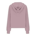 thumbnail image 4 of AWZXDE Women's Solid Color Half Zip Cropped Cute Hoodies Sporty Casual Long Sleeve Sweatshirts for Women with Pockets Pink,L, 4 of 4