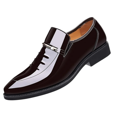 

Josdec Men s Pointed Comfy Leather Shoes Brown on Clearance