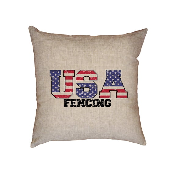 USA Olympics - Fencing - Vintage Letters Decorative Linen Throw Cushion Pillow Case with Insert