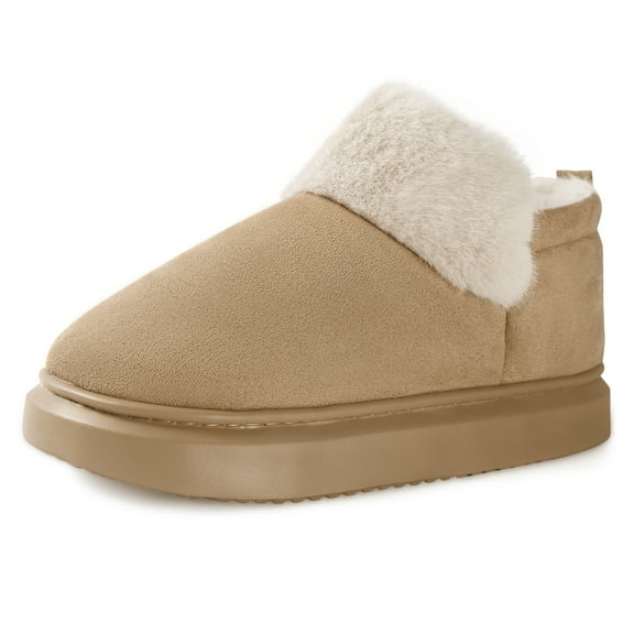 WALL QMER Women's Cozy Short Bootie Slippers, Winter Warm Hard-Bottom House Shoes Featuring a Fuzzy Lining, Suitable for Indoor and Outdoor Use
