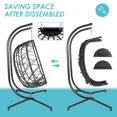 thumbnail image 6 of RADIATA Outdoor 2 Person Swing Egg Chair Double Wicker Hanging Egg Chair with Stand for Two 700 lbs Capaticy for Bedroom Balcony Patio, Gray, 6 of 10