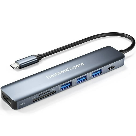 Adaptador multipuerto USB-C DockTeckExpand 7 en 1 con 4K HDMI 100 W PD