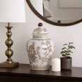 thumbnail image 3 of Chinoiserie Bird and Vines Temple Jar for Living Room Decor - Ceramic Vase for Bedroom, Office, and Kitchen Counter - Flower Vase for Console Table and House Accent - 12", Brown & White, 3 of 13