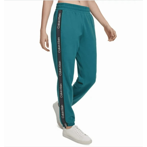 Calvin Klein Performance Women's Eco Fleece Logo Stripe Joggers, Medium