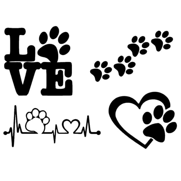 Paw Vinyl Decals, Dog Paws, Love with a Paw, Paw Heartbeat, Paw Prints