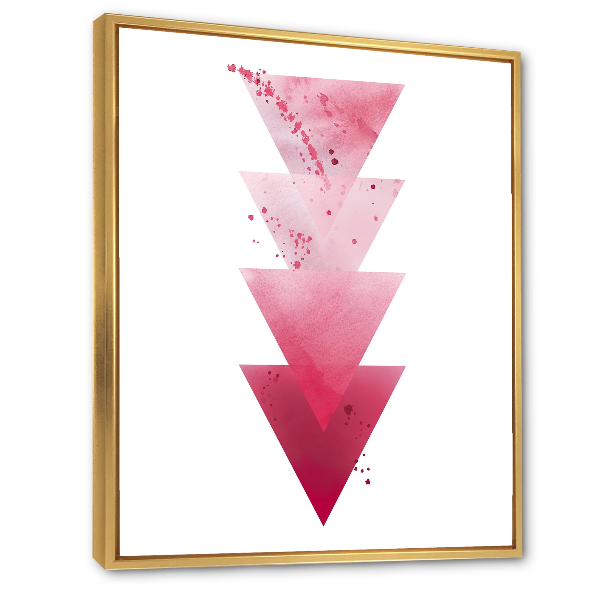 Designart 'Abstract Geometric Art Red Triangles Composition' Modern Framed Canvas Wall Art Print