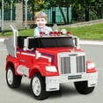 thumbnail image 3 of Costway 12V Licensed Freightliner Kids Ride On Truck Car RC w/ Dump Box & Lights Red, 3 of 9