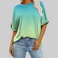 thumbnail image 2 of Raeneomay Oversized T Shirts Tunic Tops Women's Casual CrewNeck Short-Sleeved Gradation Print Short Loose T-Shirt Tops, 2 of 6