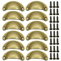 Classical Cup Handle Pull 12 Pack Antique Brass Finish Hardware for Kitchen Cabinet Drawer Door Furniture Closet Dresser Wardrobe Screw Included Comfortable Grip Traditional Style
