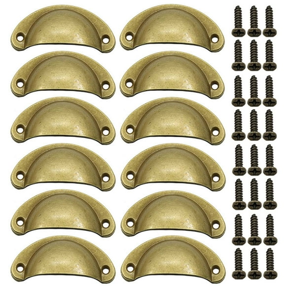 CQCYD Classical Cup Handle Pull, Antique Drawer Pulls Cabinet Hardware, 12PCS Kitchen Cupboard Door Handles, Furniture Drawer Knobs for Bathroom Bedroom Dresser