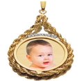 thumbnail image 3 of Picturesongold.Com Roped Round W/9 Diamonds Photo Engraved Pendant - 1-1/8 inch x 2 inches - Solid 14K White Gold, 3 of 3