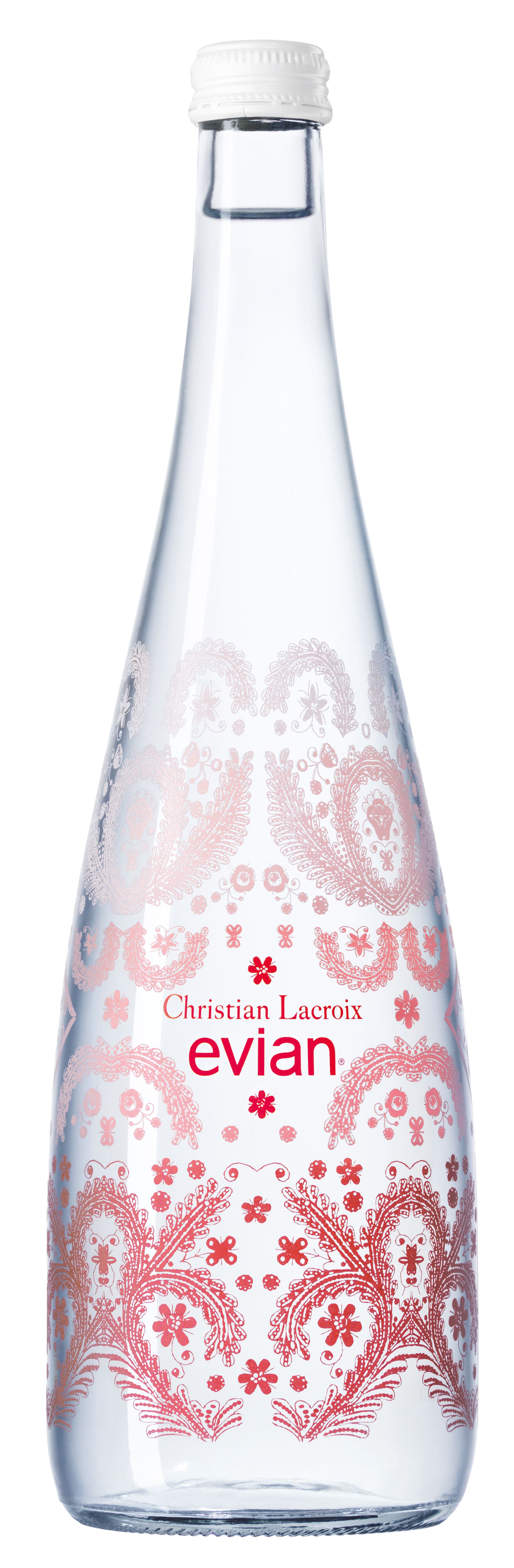 Evian Natural Spring Water, 25.3 Fl Oz, Limited Edition Glass, 12Pack