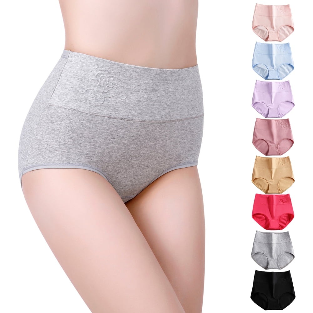 Kitsin Women's Underwear Cotton Full Coverage Briefs, Soft Stretch No  Muffin Top Ladies Panties Regular, 2 Pcs Black, 3Pcs Gray