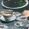 thumbnail image 3 of Ambesonne Chamomile Fitted Round Tablecloth, Daisy Flowers Vintage Art, 45"- 56" Diameter, Cadet Blue White Coral, 3 of 5