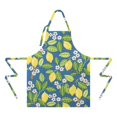 thumbnail image 2 of Yellow Lemon Fruit Flowers Blue Pattern Apron-Garden Aprons for Women with Pockets-Cotton Linen Waterproof Kitchen Cooking Gardening Aprons Adjustable for Kitchen,Cooking,BBQ and Salon 33x27 Inch, 2 of 7