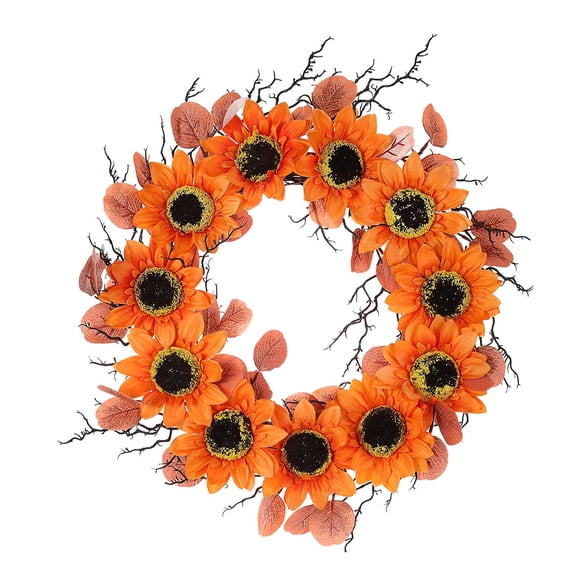 Sunflower Thanksgiving Wreaths for Front Door, 18 Inch Artificial Sunflower Fall Wreaths for Indoor Outdoor Fall Door Halloween Party Thanksgiving Decoration