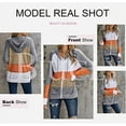 thumbnail image 4 of Women's Long Sleeve Knit Sweater Zip Hooded Jacket Lightweight Drawstring Colorblock Sweatshirt, 4 of 4