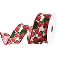 thumbnail image 2 of Homeford Fresh Spring Strawberries Faux Linen Wired Ribbon, 1-1/2-inch, 10-yard, Ivory, 2 of 3