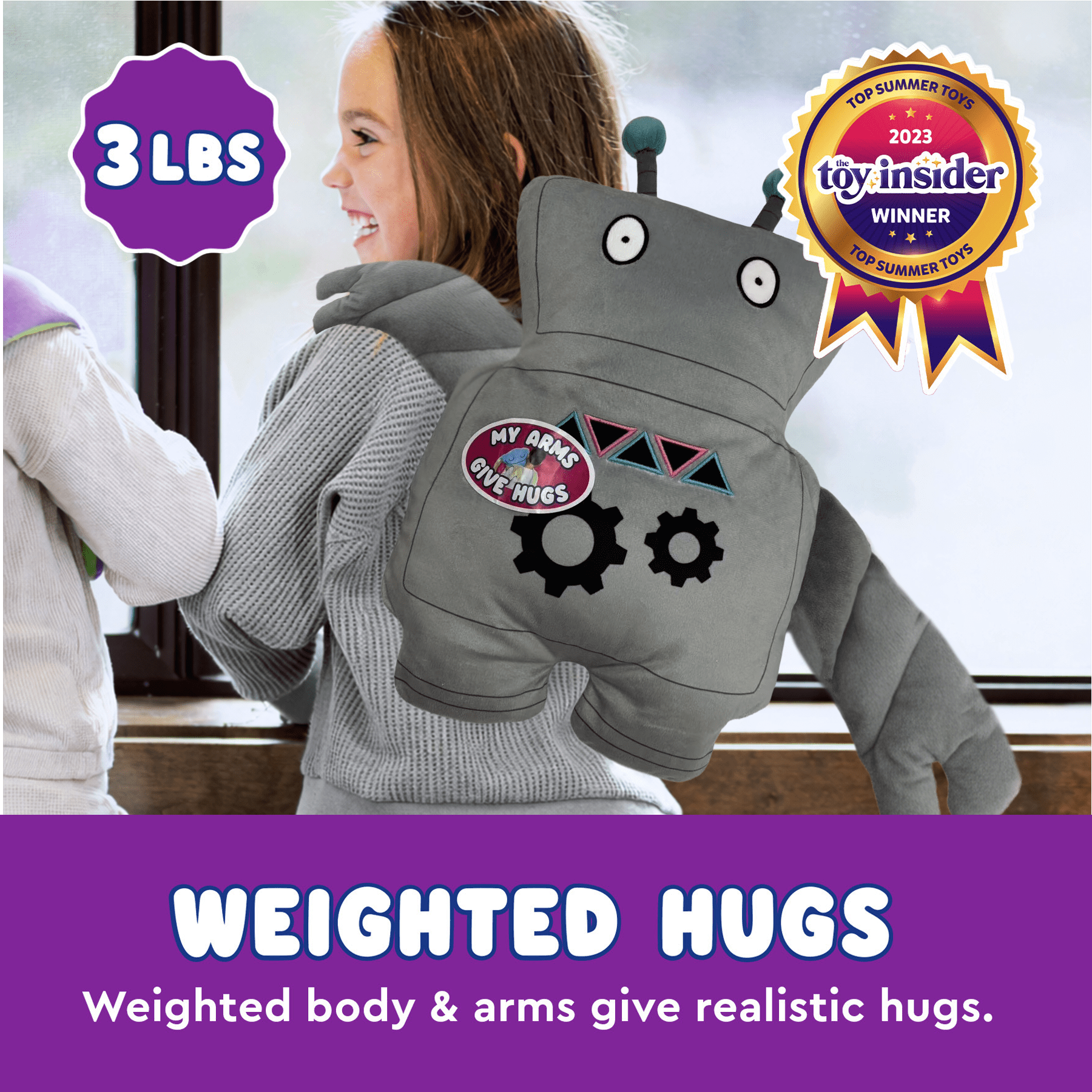 Bumpas Weighted Plush Toy – Machine Washable Calming Stuffed Animal for Kids – Arms and Body are Weighted to Give a Realistic Hug – Soft Companion for Playtime, Naptime & Travel (Buzzby)