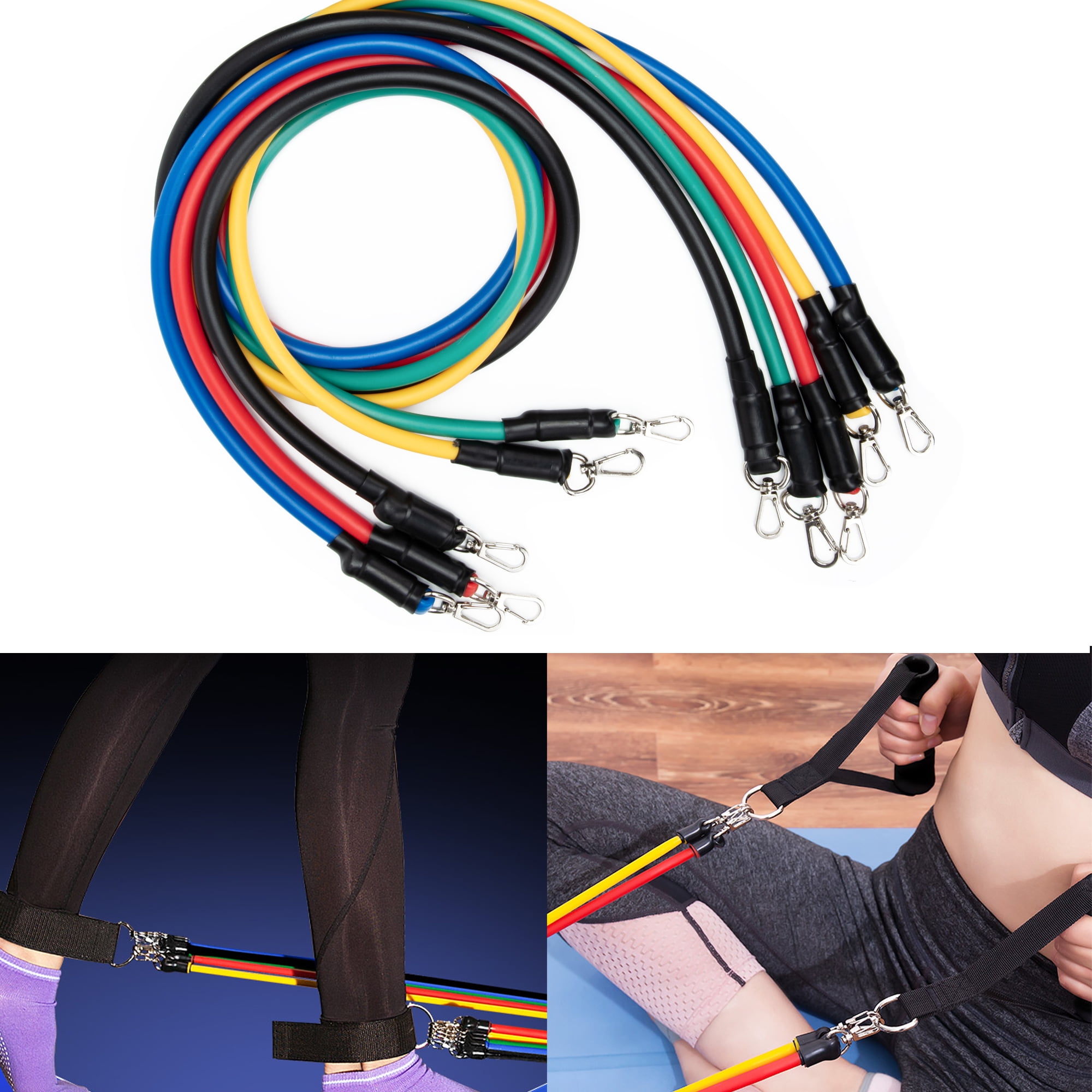 Exercise Resistance Bands Set Stretch Training Band Set with Door Anchor Physical Therapy Keep Fit Exercise Bands with Handles Ankle Straps and Carry Bag