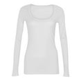 thumbnail image 3 of BRDFRL Womens Long Sleeve Scoop Neck Ribbed Knit Fitted Casual Tops Tee Slim Basic Shirts White L, 3 of 4