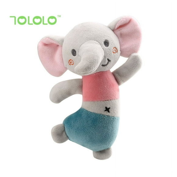 Hand-Held Rattle Baby Plush Toy Rattle Elephant Children'S Playmates Plush Soft Stuffed Animal Plush Figure Doll for Fans Boys and Girls,