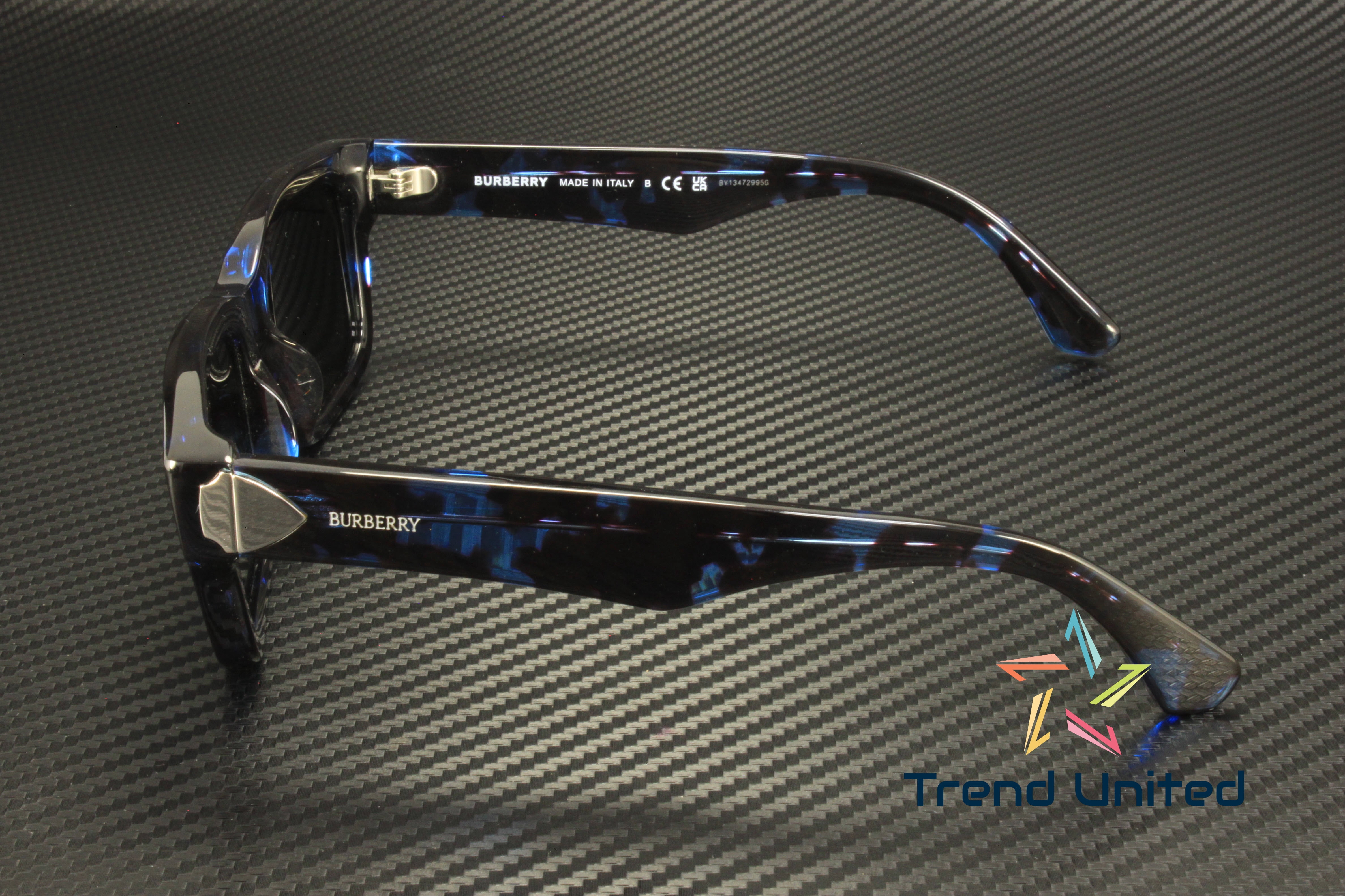 BURBERRY BE4443F 411187 Blue Havana Dark Grey 55 mm Men's Sunglasses