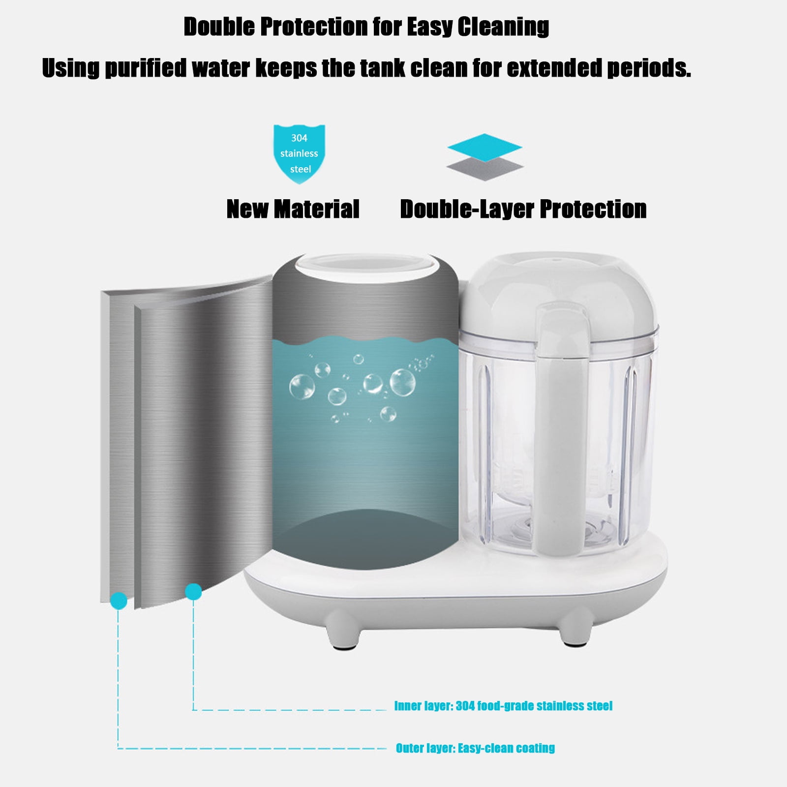 Baby Food Maker, One Step Baby Food Processor Steamer Puree Blender, Multi-Function Steamer Grinder Blender Auto Cooking & Grinding Baby Food Puree Maker, Touch Screen Control, White