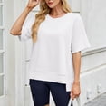 thumbnail image 5 of Inverlee Womens Raglan Round Neck Short Sleeve Sweatshirts Side Slit Loose Fit Lightweight Casual Tops Lounge Soft Stretchy Everyday Tees, 5 of 9