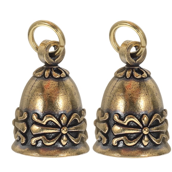FENGGUIQU 2Pcs Coffee Brass Bells for DIY Craft Hanging Wind Bell Decoration with Melodious Sound