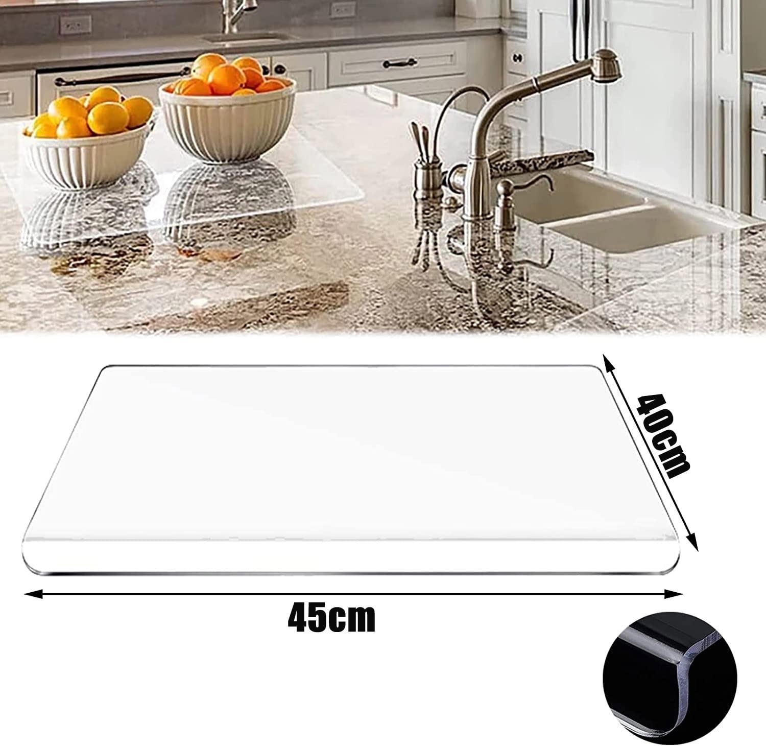 Tempered Glass Cutting Board – Long Lasting Clear Glass – Scratch Resistant, Heat Resistant, Shatter Resistant, Dishwasher Safe. (Large 12x16")
