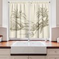 thumbnail image 2 of Ambesonne Oasis Kitchen Curtains, Simplistic Shrubs Leaves Art, 55"x39", Grey Yellow and Cream, 2 of 3
