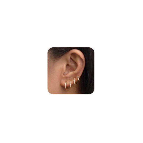 Set de pendientes tipo argolla LEXODY Small, chapados en oro de 14 quilates, para mujer