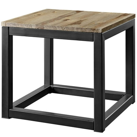 Cottage Lounge Designs Industrial Country Cottage Farm Beach House Living Room Lounge Club Lobby Soda Side Table, Metal Steel Wood, Brown ()