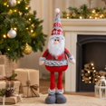 thumbnail image 4 of Christmas Plush Santa Claus Figurine with Retractable Telescopic Legs, Standing Xmas Holiday Decor Ornament, Festive Party Gift Doll, 4 of 7