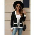 thumbnail image 5 of Women's Open Front Cardigan Sweaters with Trim, Long Sleeve Knit Cardigan Casual for Fall and Winter Black S, 5 of 8