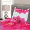 thumbnail image 3 of Ambesonne Nature Quilted Bedspread Set 2 Pcs, Pink Leaves on River, Twin Size, Hot Pink, 3 of 4